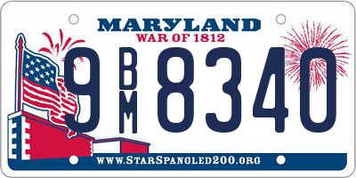 MD license plate 9BM8340