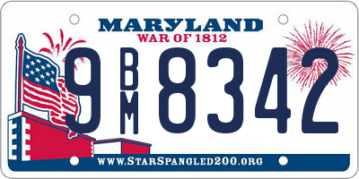 MD license plate 9BM8342