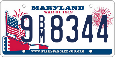 MD license plate 9BM8344