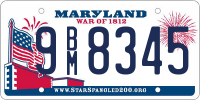 MD license plate 9BM8345