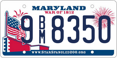 MD license plate 9BM8350