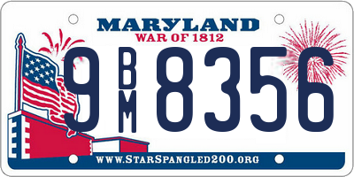 MD license plate 9BM8356