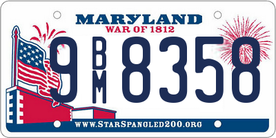 MD license plate 9BM8358