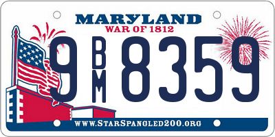 MD license plate 9BM8359