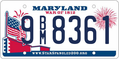 MD license plate 9BM8361