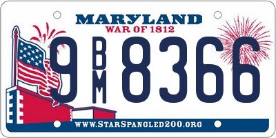 MD license plate 9BM8366