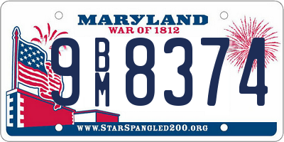 MD license plate 9BM8374