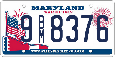 MD license plate 9BM8376