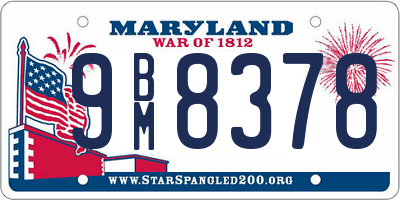 MD license plate 9BM8378