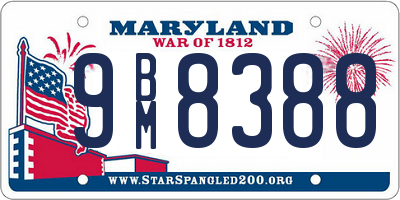 MD license plate 9BM8388