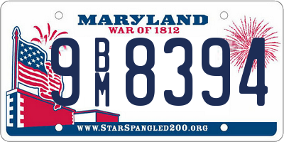 MD license plate 9BM8394