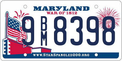 MD license plate 9BM8398