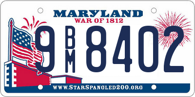 MD license plate 9BM8402