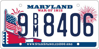 MD license plate 9BM8406