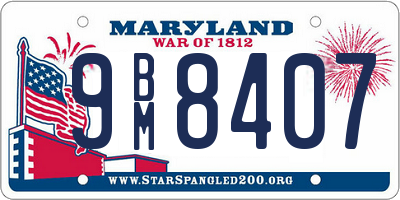 MD license plate 9BM8407