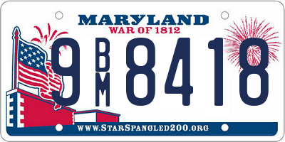 MD license plate 9BM8418