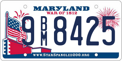 MD license plate 9BM8425