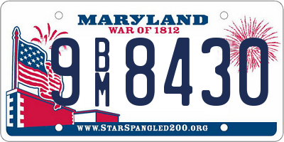 MD license plate 9BM8430