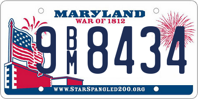 MD license plate 9BM8434