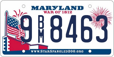 MD license plate 9BM8463