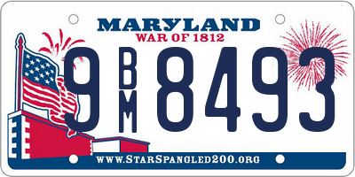 MD license plate 9BM8493