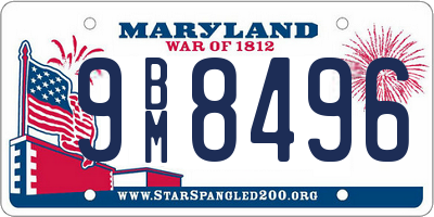 MD license plate 9BM8496