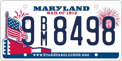 MD license plate 9BM8498