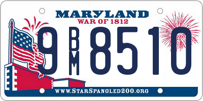 MD license plate 9BM8510