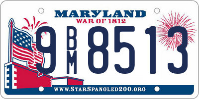 MD license plate 9BM8513