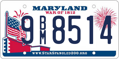 MD license plate 9BM8514