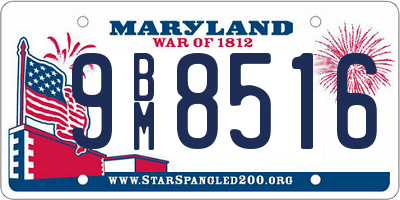 MD license plate 9BM8516