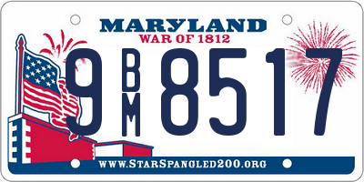 MD license plate 9BM8517