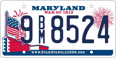 MD license plate 9BM8524