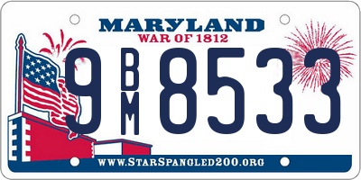 MD license plate 9BM8533