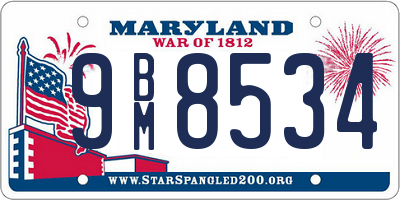 MD license plate 9BM8534