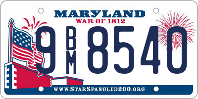 MD license plate 9BM8540