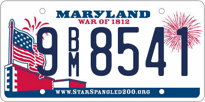 MD license plate 9BM8541