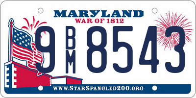 MD license plate 9BM8543