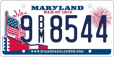 MD license plate 9BM8544