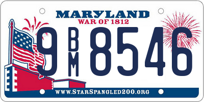 MD license plate 9BM8546