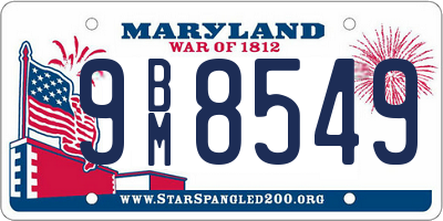 MD license plate 9BM8549