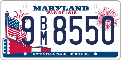 MD license plate 9BM8550