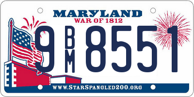 MD license plate 9BM8551