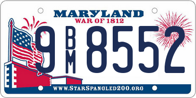 MD license plate 9BM8552