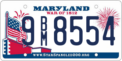 MD license plate 9BM8554