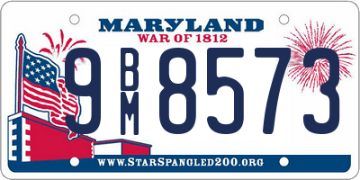 MD license plate 9BM8573