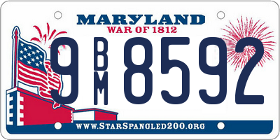 MD license plate 9BM8592