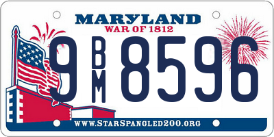 MD license plate 9BM8596