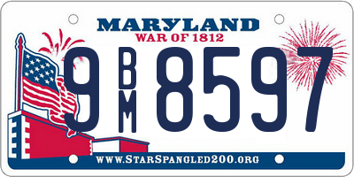 MD license plate 9BM8597