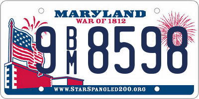 MD license plate 9BM8598